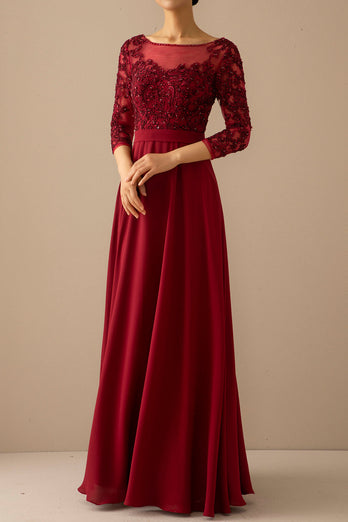 Burgundy Mother Of The Bride Dress with Sleeves