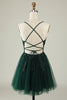 Load image into Gallery viewer, A Line Spaghetti Straps Dark Green Short Formal Dress with Appliques