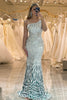 Load image into Gallery viewer, Sparkly Mermaid One Shoulder Dark Green Sequins Long Formal Dress