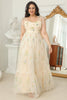 Load image into Gallery viewer, Plus Size Champagne Long Formal Dress With Embroidery