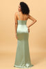 Load image into Gallery viewer, Sage Mermaid Cowl Neckline Long Satin Bridesmaid Dress