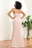 Load image into Gallery viewer, Blush Satin Mermaid One Shoulder Long Bridesmaid Dress with Slit