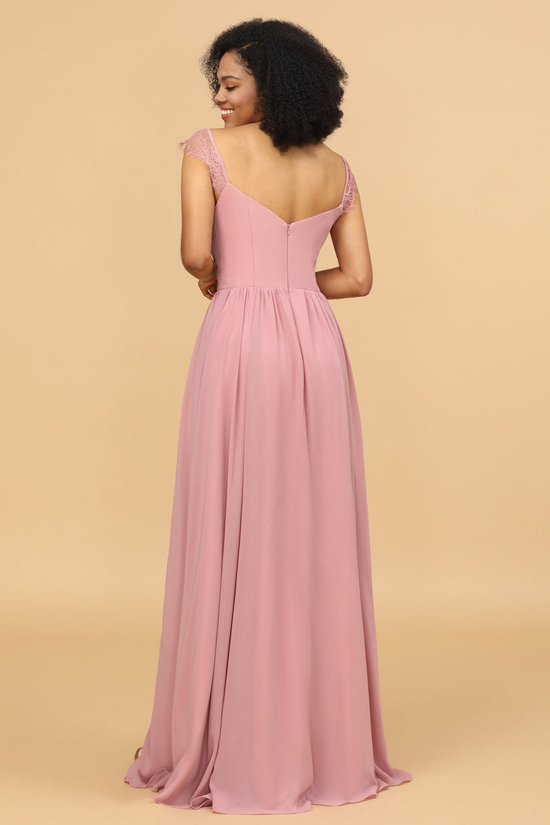 Load image into Gallery viewer, Blush Sweetheart Long Chiffon Bridesmaid Dress with Slit