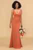 Load image into Gallery viewer, Sunset Mermaid V-neck Bridesmaid Dress With Ruffles
