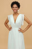 Load image into Gallery viewer, Mint Chiffon V-Neck Bridesmaid Dress