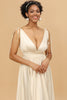 Load image into Gallery viewer, Ivory Deep V-Neck Backless Long Bridesmaid Dress