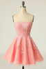 Load image into Gallery viewer, Blush Strapless Short Formal Dress with Appliques