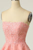 Load image into Gallery viewer, Blush Strapless Short Formal Dress with Appliques