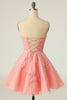 Load image into Gallery viewer, Blush Strapless Short Formal Dress with Appliques