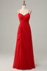 Load image into Gallery viewer, Red Spaghetti Straps A Line Bridesmaid Dress