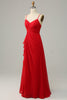 Load image into Gallery viewer, Red Spaghetti Straps A Line Bridesmaid Dress