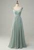 Load image into Gallery viewer, A Line Spaghetti Straps Dusty Sage Long Bridesmaid Dress with Ruffles