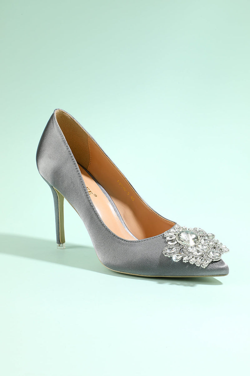 Load image into Gallery viewer, Grey Rhinestone Party Shoes