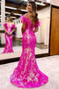 Load image into Gallery viewer, Sparkly Orange Sequins Off the Shoulder Mermaid Long Formal Dress with Feathers