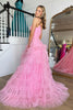 Load image into Gallery viewer, Light Pink Tulle Tiered A-Line Long Formal Dress