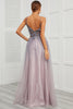 Load image into Gallery viewer, Spaghetti Straps Appliques Long Formal Dress with Split Front