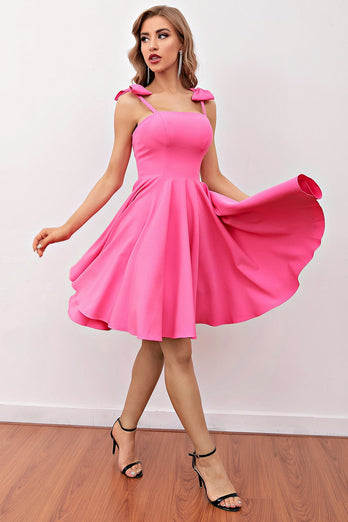 Pink Short Cocktail Dress with Bow