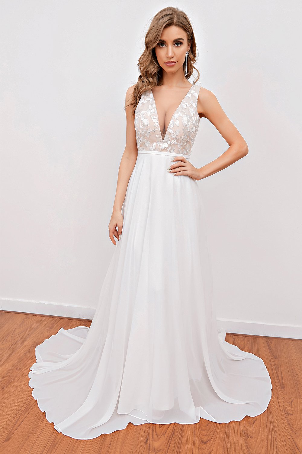 White Embroidery Wedding Dress