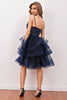 Load image into Gallery viewer, Navy Beaded Short Cocktail Dress