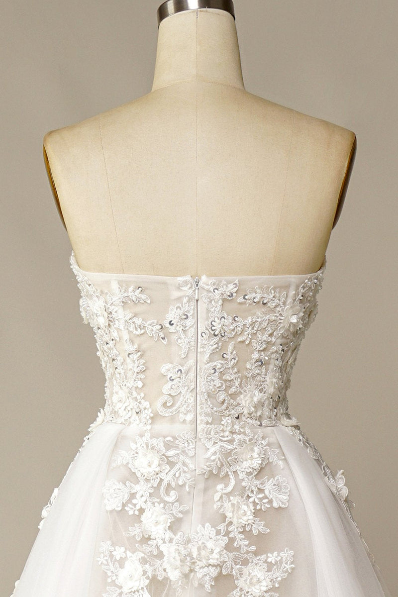 Load image into Gallery viewer, A Line Wedding Dress with Appliques