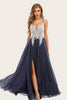 Load image into Gallery viewer, Dusty Blue Long Chiffon Formal Dress with Lace