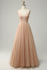 Load image into Gallery viewer, Champagne A Line Spaghetti Straps Bridesmaid Dress