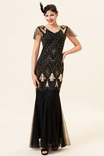 Champage Long Sequin 1920s Dress