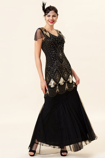 Champage Long Sequin 1920s Dress