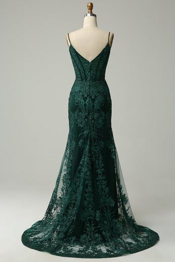 Sparkly Dark Green Mermaid Sequin Long Formal Dress