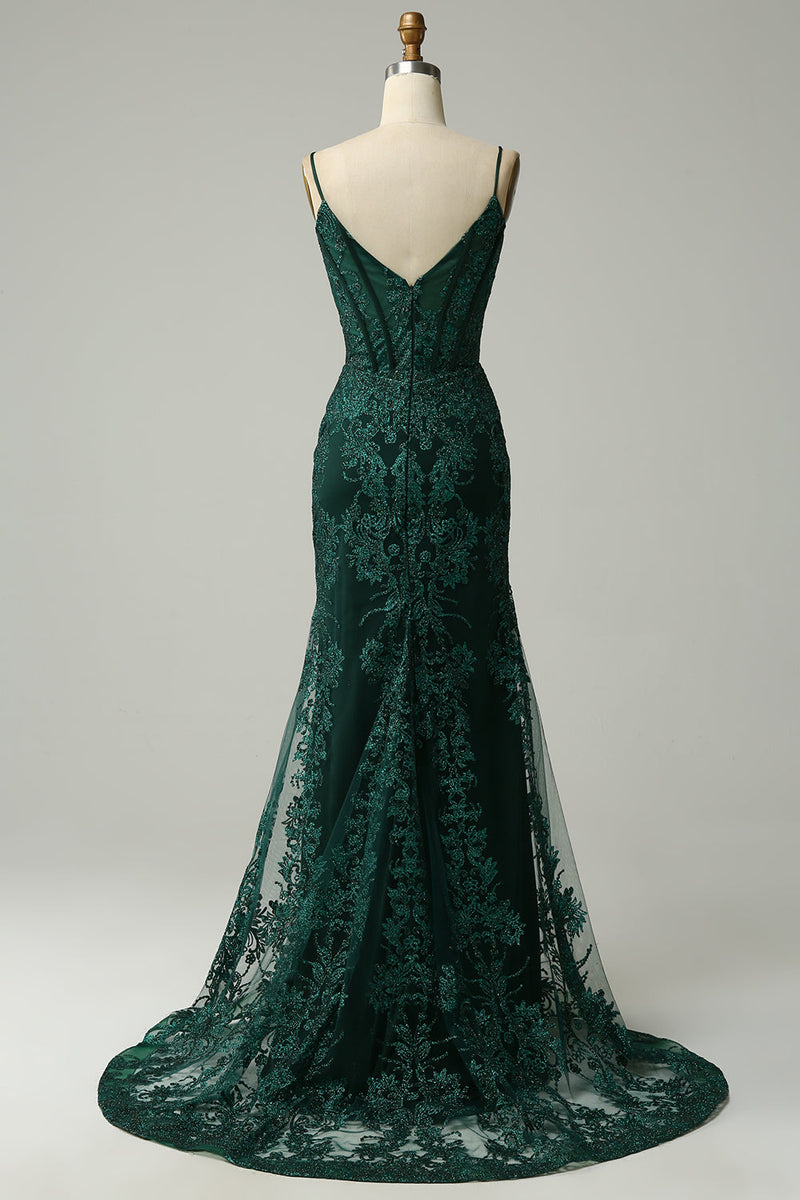 Load image into Gallery viewer, Sparkly Dark Green Mermaid Sequin Long Formal Dress