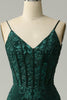 Load image into Gallery viewer, Sparkly Dark Green Mermaid Sequin Long Formal Dress