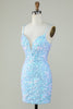 Load image into Gallery viewer, Sparkly Lace-Up Back Light Blue Short Formal Dress