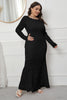 Load image into Gallery viewer, Plus Size Lace Black Long Sleeves Mother Of The Bride Dress