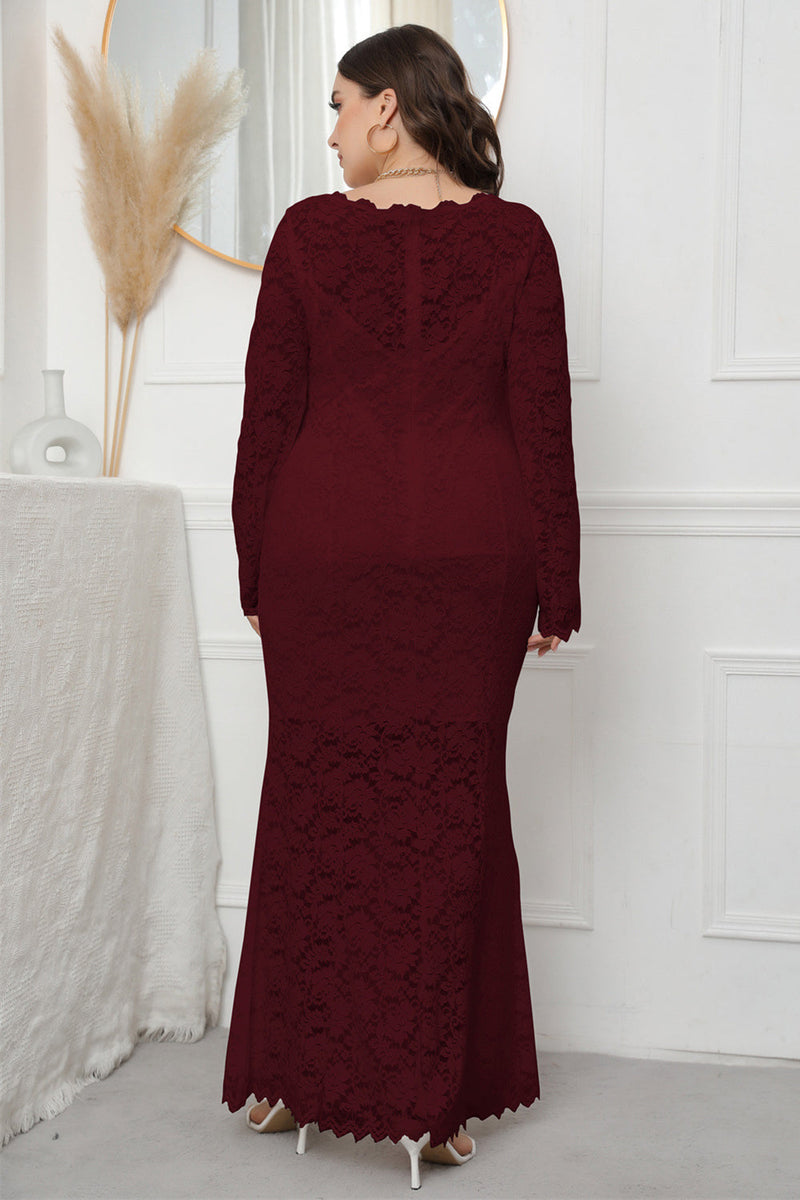 Load image into Gallery viewer, Plus Size Lace Black Long Sleeves Mother Of The Bride Dress