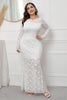 Load image into Gallery viewer, Plus Size Lace Black Long Sleeves Mother Of The Bride Dress