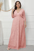 Load image into Gallery viewer, Plus Size V-Neck Lace Pink Mother Of The Bride Dress