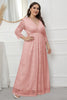 Load image into Gallery viewer, Plus Size V-Neck Lace Pink Mother Of The Bride Dress