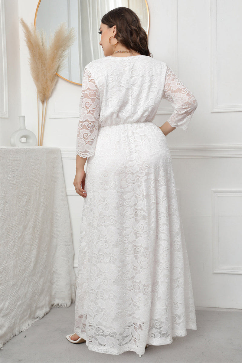 Load image into Gallery viewer, Plus Size V-Neck Lace Pink Mother Of The Bride Dress