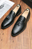 Load image into Gallery viewer, Black Leather Fringe Slip-On Men&#39;s Shoes