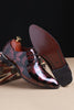 Load image into Gallery viewer, Brown Jacquard Men&#39;s Leather Party Shoes