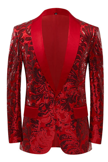 Glitter Red Sequins Men's Blazer