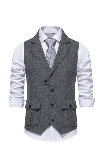 Single Breasted Lapel Navy Men's Suit Vest