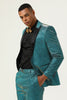 Load image into Gallery viewer, Glitter Peacock Blue Peak Lapel 2 Piece Men&#39;s Suits