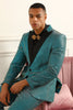 Load image into Gallery viewer, Glitter Peacock Blue Peak Lapel 2 Piece Men&#39;s Suits