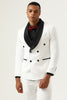 Load image into Gallery viewer, White Jacquard Shawl Lapel Double Breasted 2 Piece Men&#39;s Suits