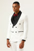 Load image into Gallery viewer, White Jacquard Shawl Lapel Double Breasted 2 Piece Men&#39;s Suits