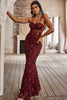 Load image into Gallery viewer, Mermaid Spaghetti Straps Burgundy Corset Formal Dress