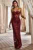 Load image into Gallery viewer, Mermaid Spaghetti Straps Burgundy Corset Formal Dress