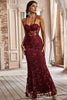 Load image into Gallery viewer, Mermaid Spaghetti Straps Burgundy Corset Formal Dress