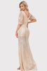 Load image into Gallery viewer, Sparkly V-Neck Champagne Formal Dress with Split Front